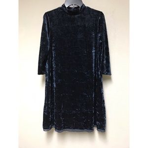 🔥Navy Blue Crushed Velvet Swing Dress